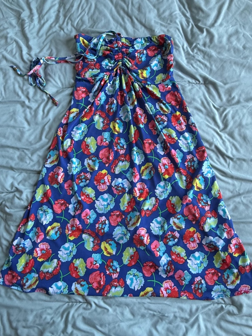 Veronica M Floral Strapless Dress XS Midi